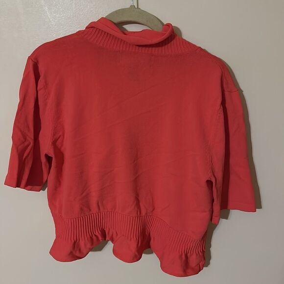 Lemmie for Nina Leonard coral eyelet ruffle cardigan size large - Picture 5 of 5